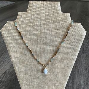 Bohemian “ Kitty “ Boho adjustable Beaded Necklace with Teardrop Pendant R1B